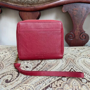 Margot New York Red Leather Cyrus Zip Around Slim Wristlet Wallet Card Holder